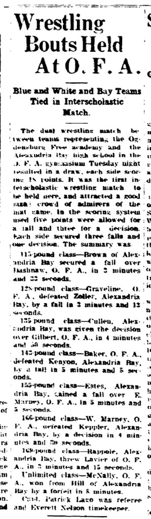 Wrestling Bouts Held at O.F.A.