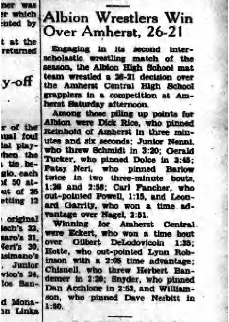 Albion Wrestlers Win Over Amherst, 26-21