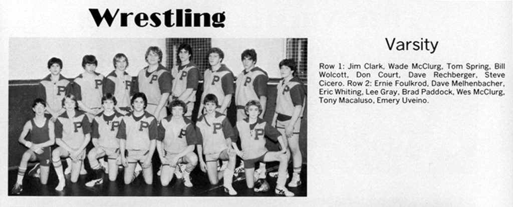 1982-1983 Perry Yellow Jackets Varsity Wrestling
