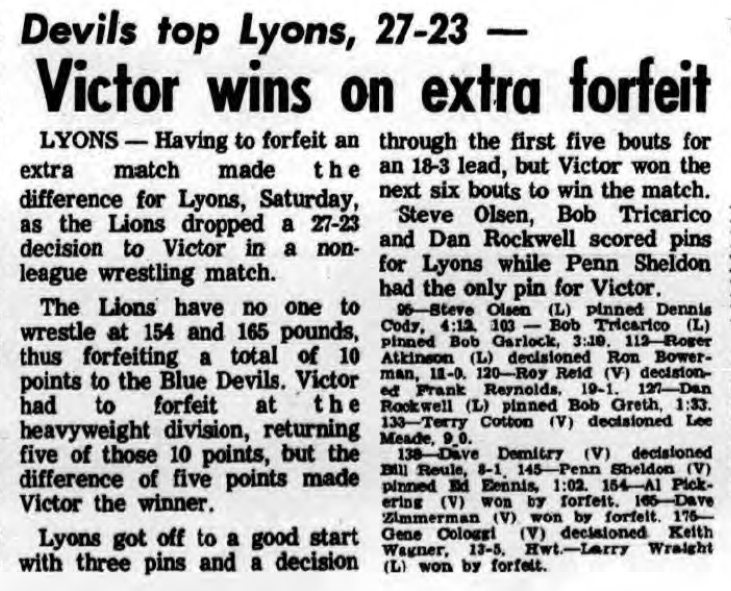 Victor wins on extra forfeit