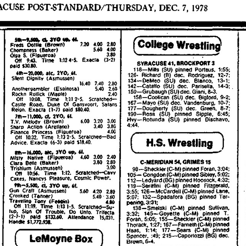 Syracuse 41, Brockport 3
