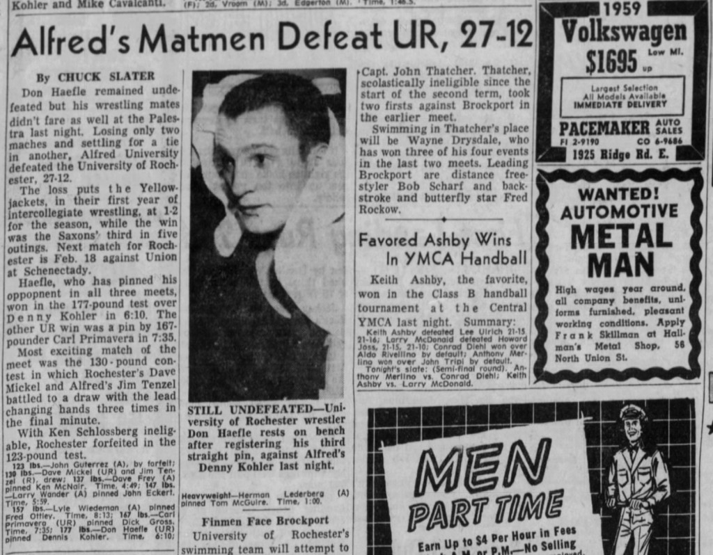 Alfred\'s Matmen Defeat UR, 27-12