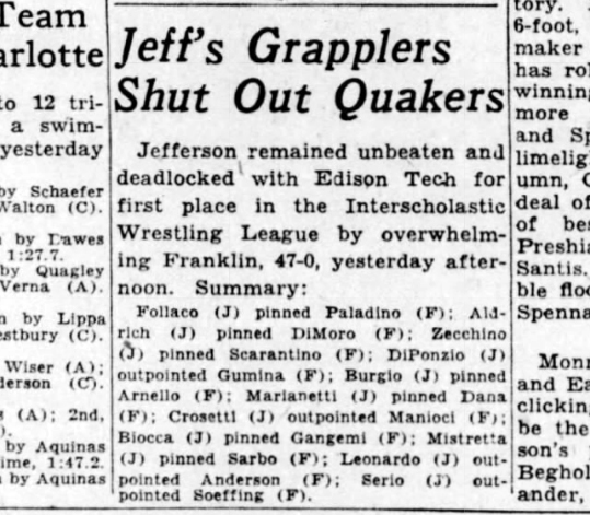Jeff\'s Grapplers Shut Out Quakers