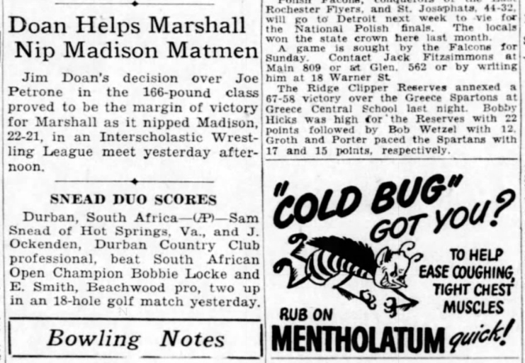 Doan Helps Marshall Nip Madison Matmen