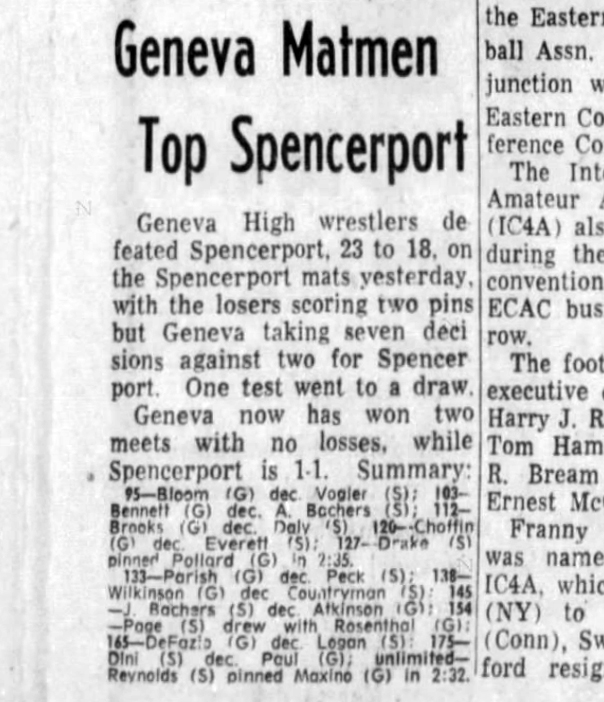 Geneva Matmen Top Spencerport