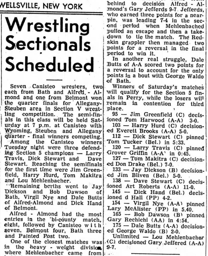 Wrestling Sectionals Scheduled