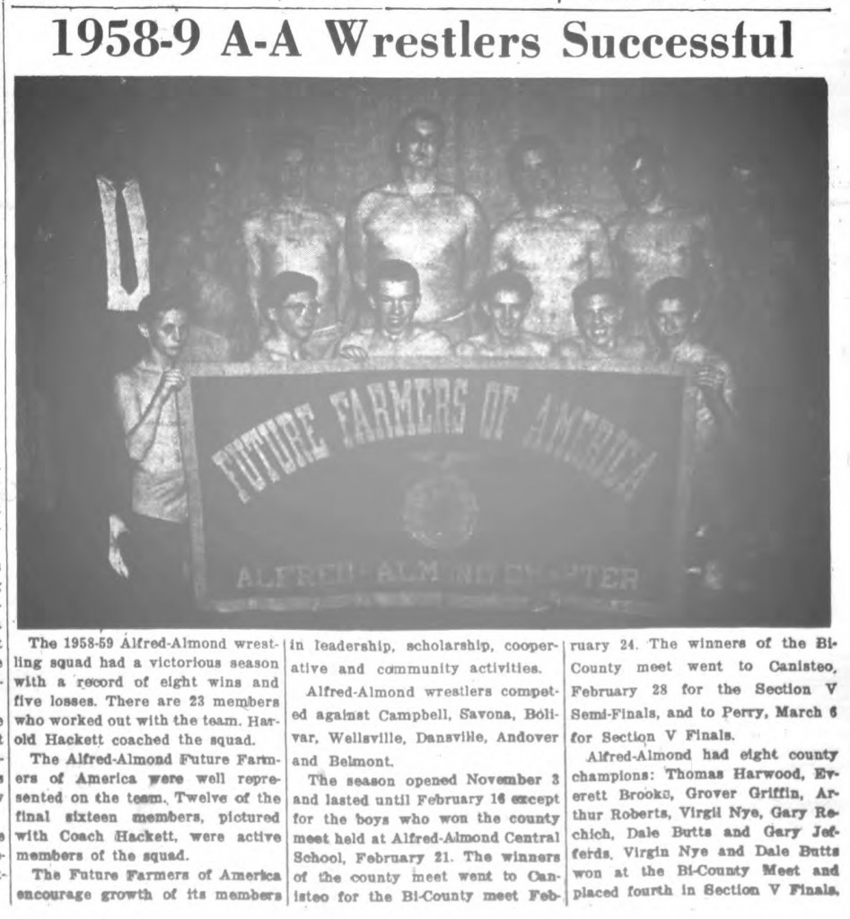 1958-9 Alfred-Almond Wrestlers Successful