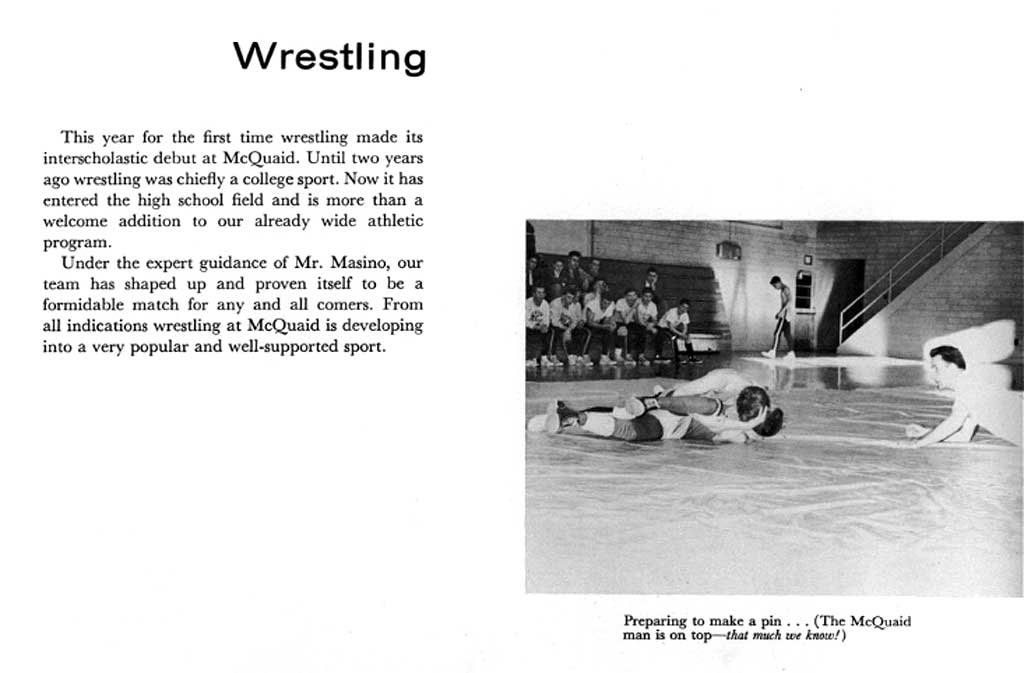 1958-1959 McQuaid Jesuit Knights Wrestling