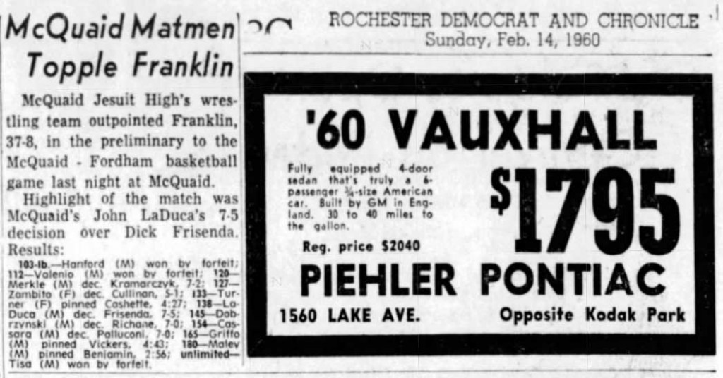 McQuaid Matmen Topple Franklin