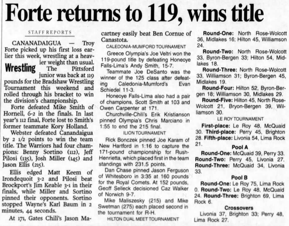 Forte returns to 119, wins title