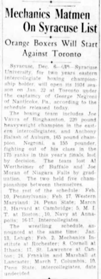 Mechanics Matmen on Syracuse List