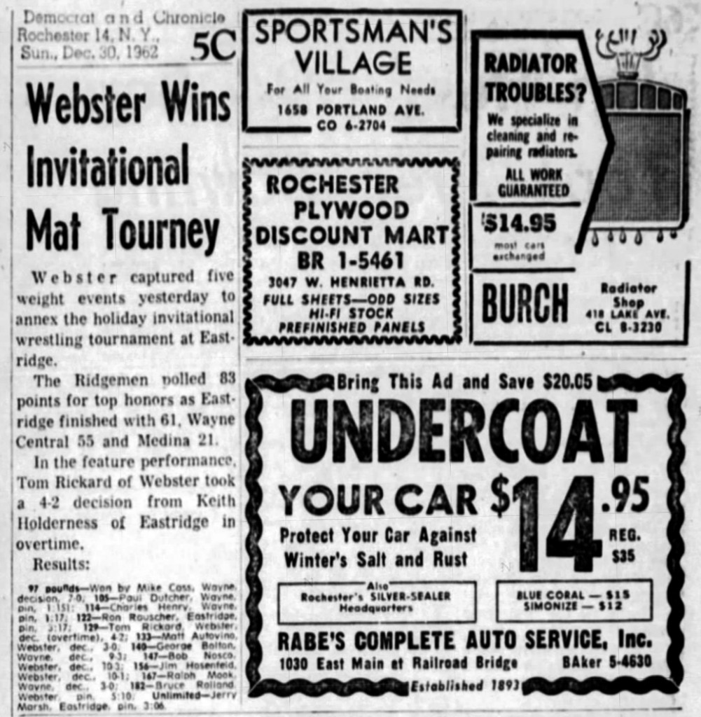 Webster Wins Invitational Mat Tourney