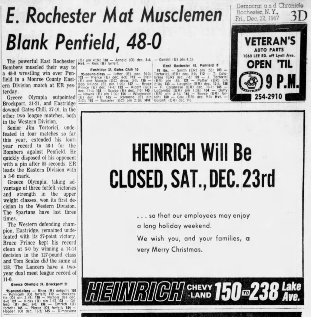 Greece Olympia outpointed Brockport, 31-21