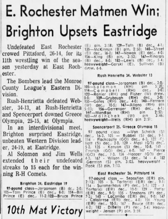 E. Rochester Matmen Win