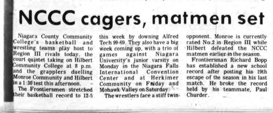 NCCC cagers, matmen set