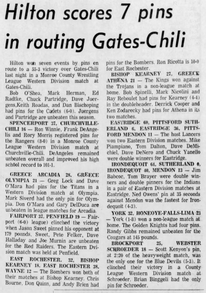 Bishop Kearney 27, Greece Athena 21