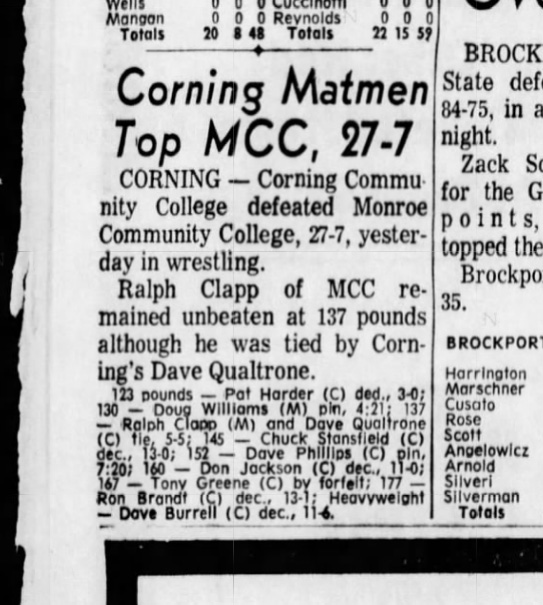 Corning Matmen Top MCC, 27-7