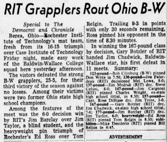 RIT Grapplers Rout Ohio B-W