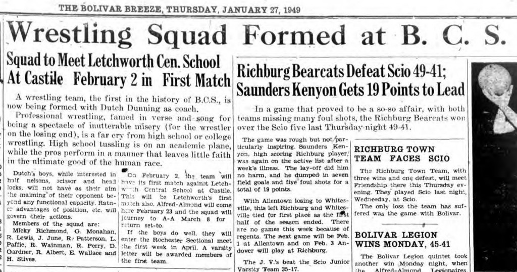 Wrestling Squad Formed at Bolivar Central School