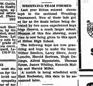 Hilton Wrestling Team Formed