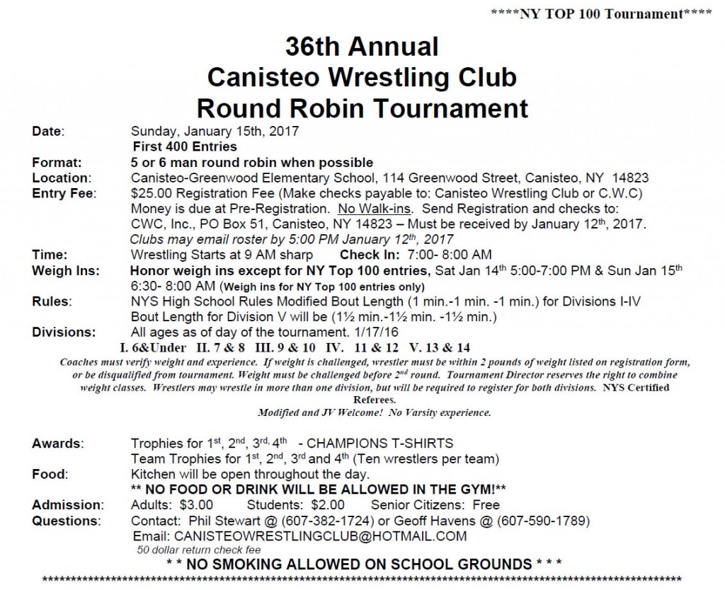 2017 Canisteo Wrestling Club Tournament