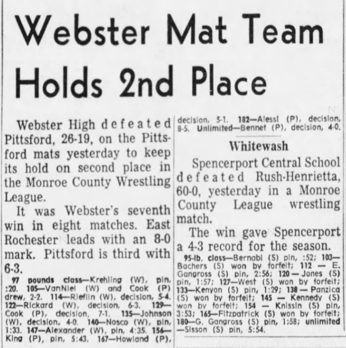 Webster Mat Team Holds 2nd Place
