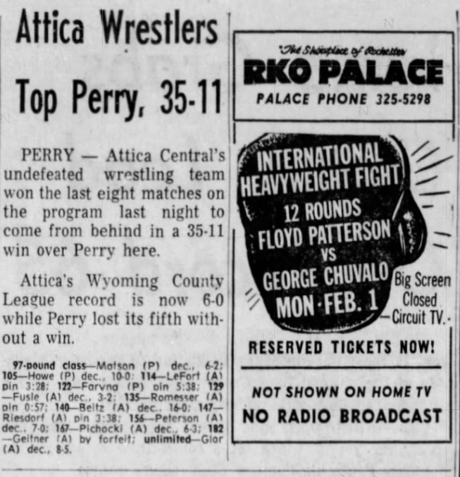 Attica Wrestlers Top Perry, 35-11