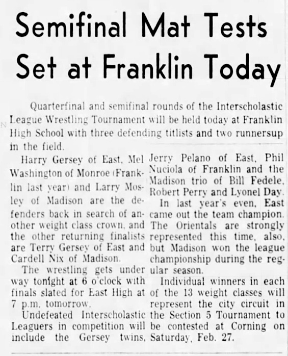 Semifinal Mat Tests Set at Franklin Today