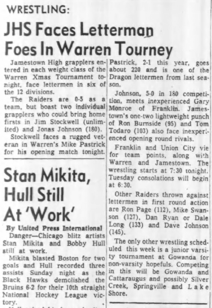 Jamestown Faces Letterman Foes In Warren Tourney