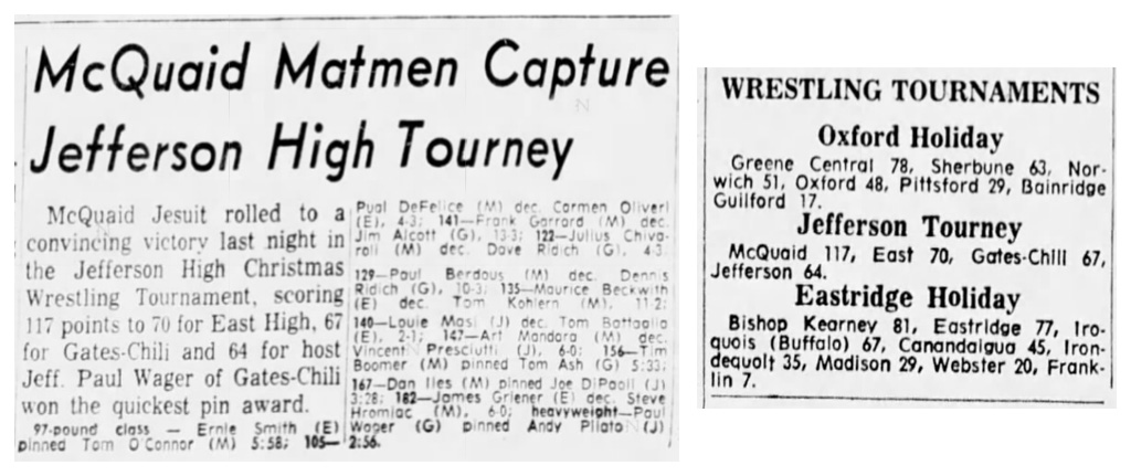 McQuaid Matmen Capture Jefferson High Tourney