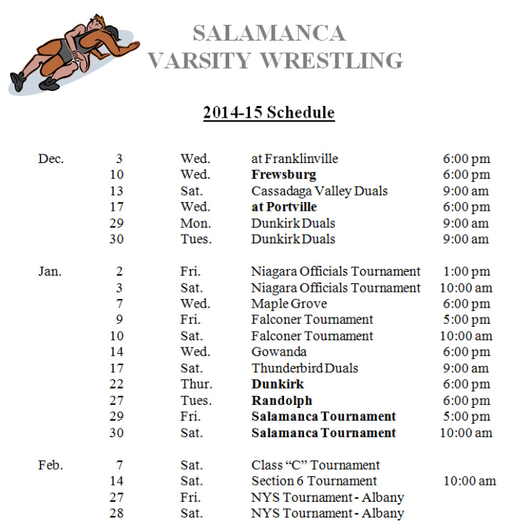 2014-2015 Salamanca Warriors Wrestling