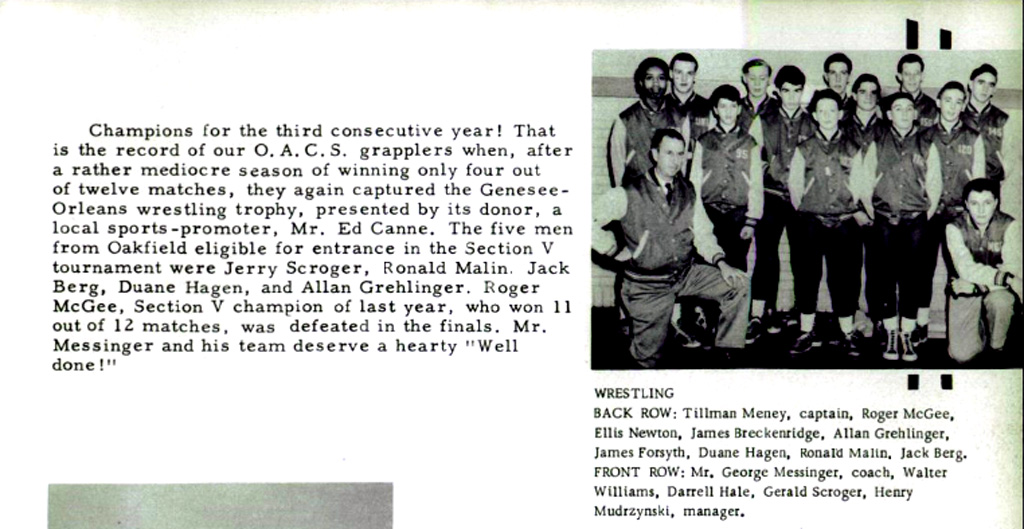 1951-1952 Oakfield-Alabama Blue Hornets Wrestling Team