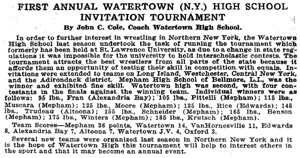 First Annual Watertown High School Invitation Tournament
