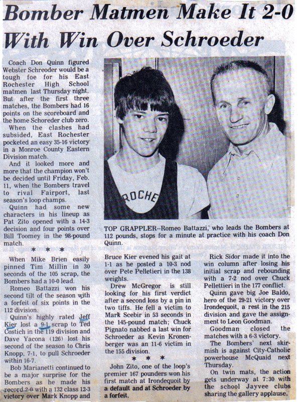 Bomber Matmen Make It 2-0 With Win Over Schroeder.