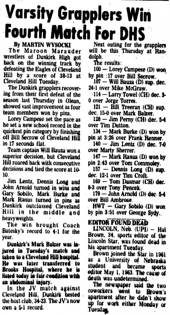 Varsity Grapplers Win Fourth Match for DHS