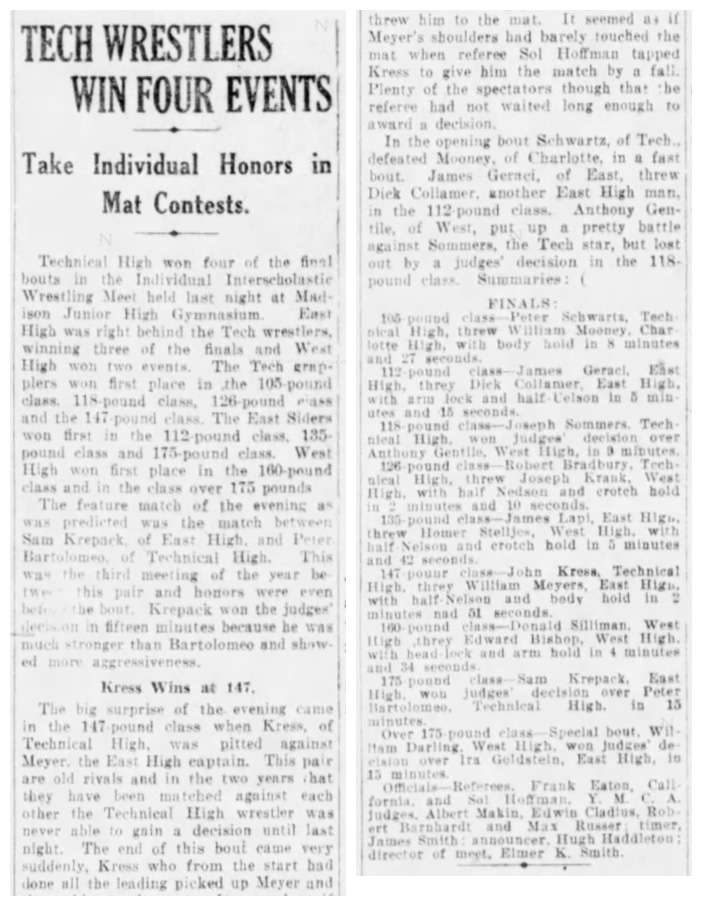 Tech Wrestlers Win Four Events