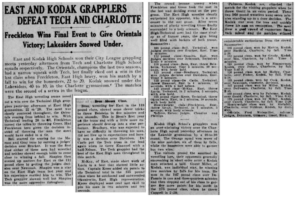 East and Kodak Grapplers Defeat Tech and Charlotte