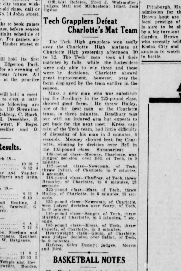 Tech Grapplers Defeat Charlotte's Mat Team