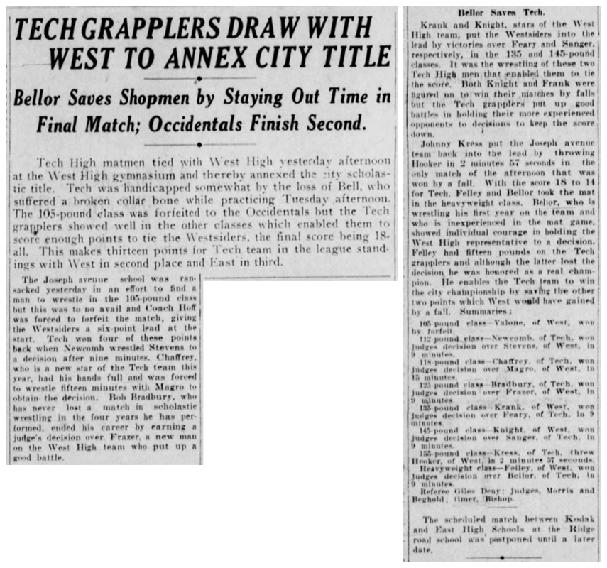 Tech Wrestlers Draw With West To Annex City Title