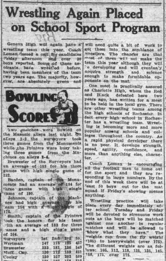 Wrestling Again Placed on School Sport Program