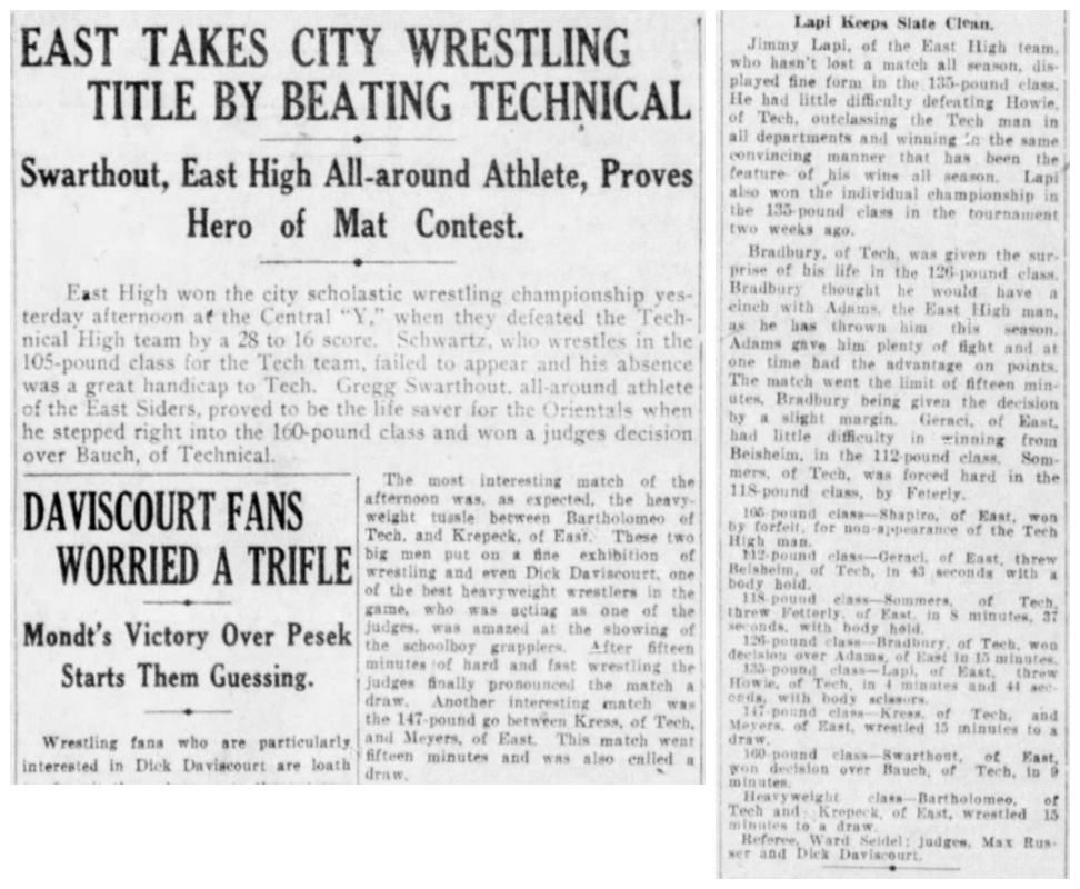 East Takes City Wrestling Title by Beating Technical