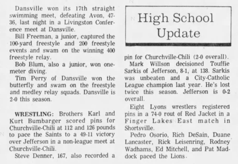 Wrestling: Brothers Karl and Kirt Bumbarger scored pins