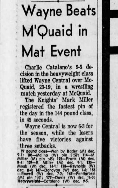 Wayne Beats McQuaid in Mat Event