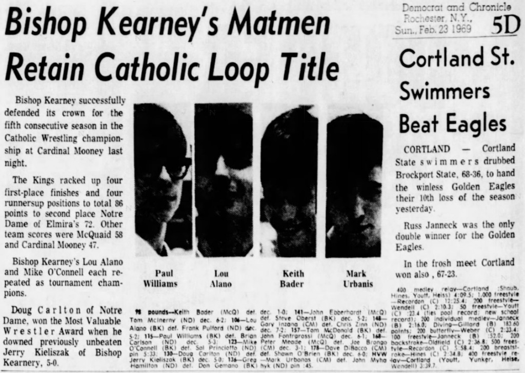 Bishop Kearney's Matmen Retain Catholic Loop Title