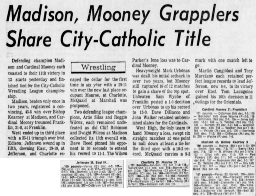 Madison, Mooney Grapplers Share City-Catholic Title