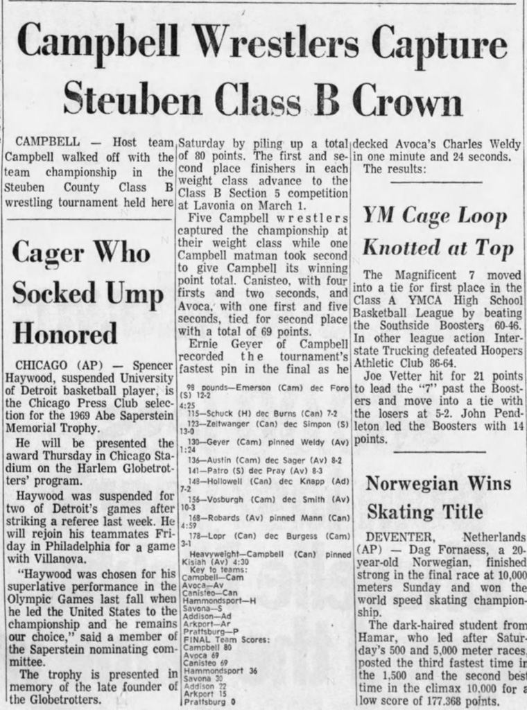 Campbell Wrestlers Capture Steuben Class B Crown