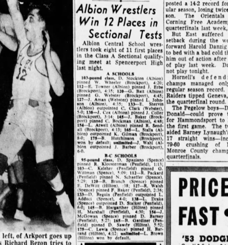 Albion Wrestlers Win 12 Places in Sectional Tests