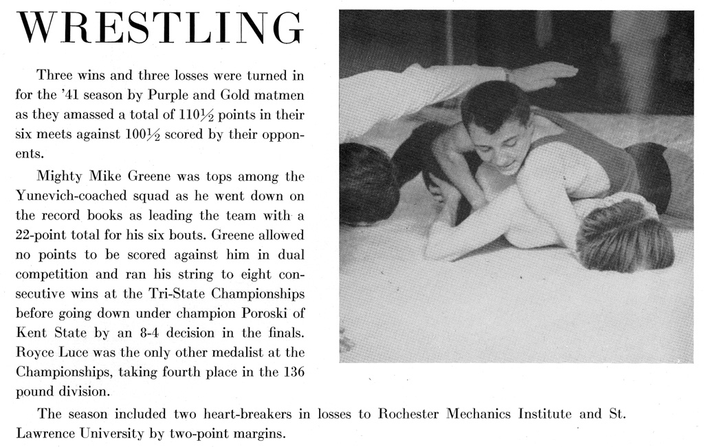1940-1941 Alfred Saxons Wrestling