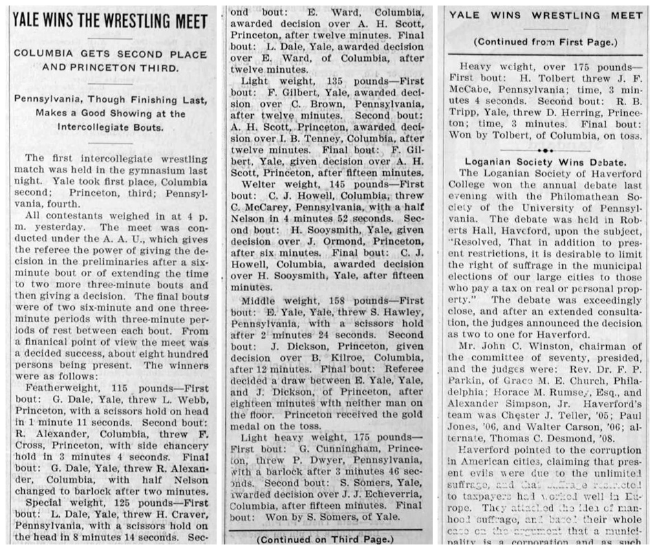 Yale Wins the Wrestling Meet