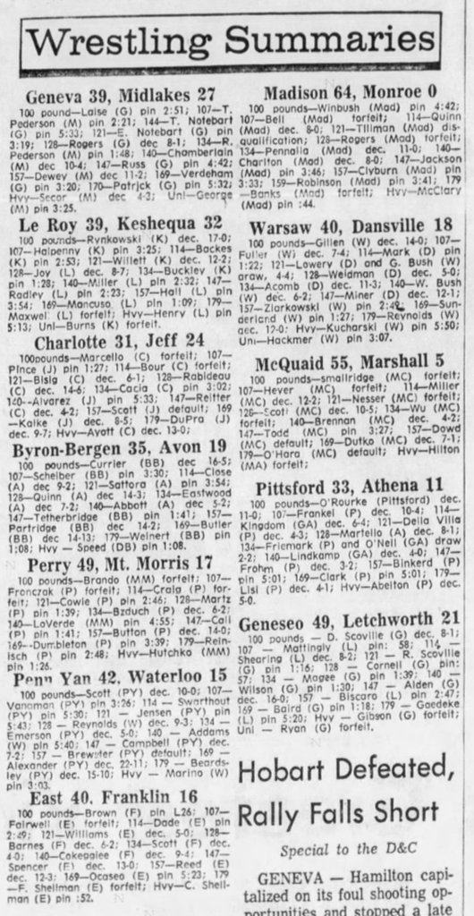 Wrestling Summaries